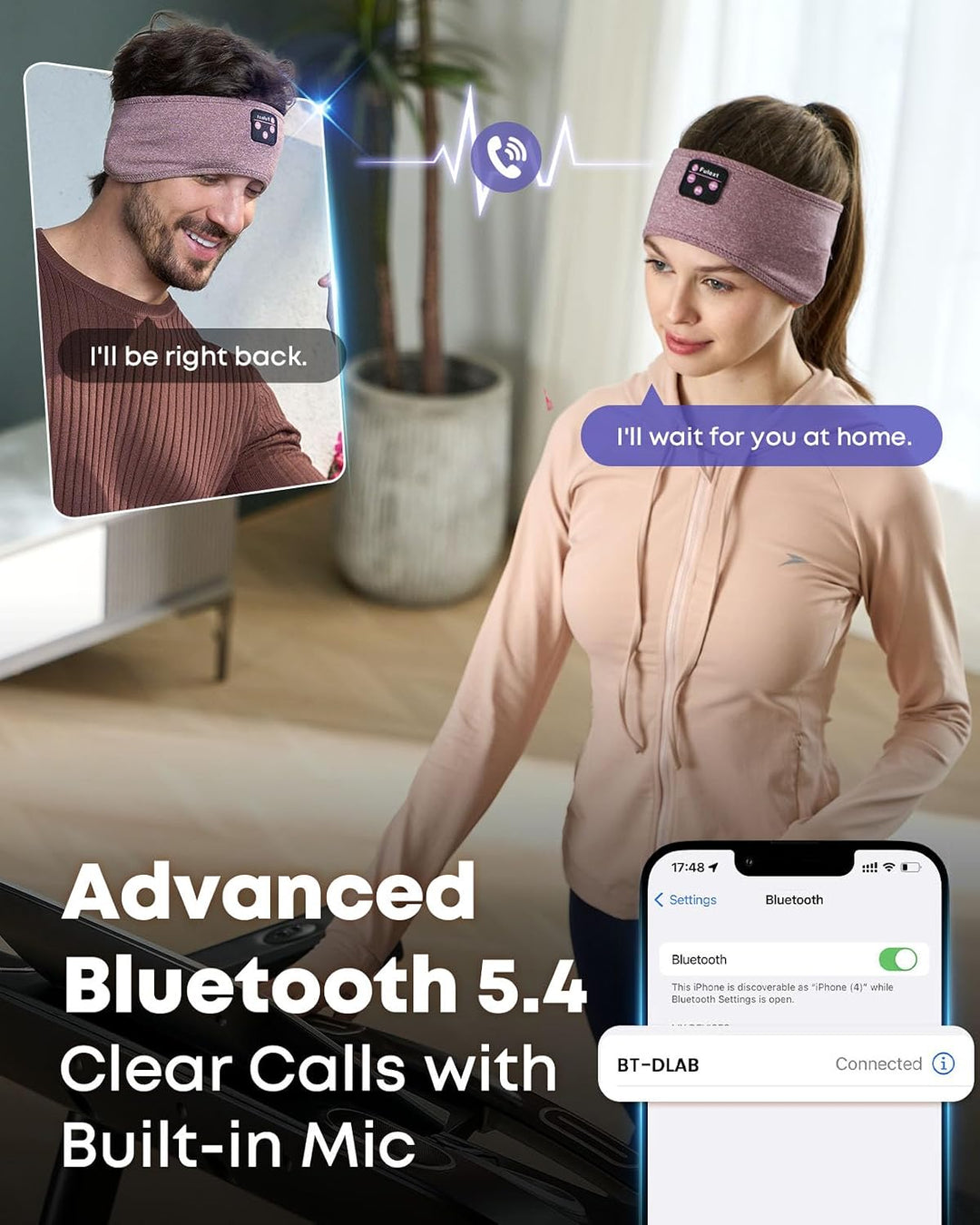Bluetooth-Kopfhörer für den Schlaf, kabellos, mit ultradünnen HD-Stereo-Lautsprechern, Lange Spielze