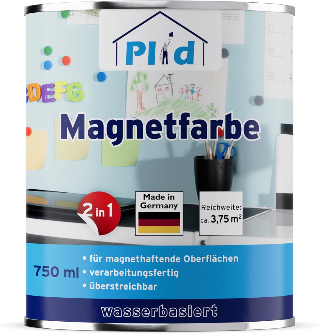 plid® Magnetfarbe Anthrazitgrau - [überstreichbar] - auf Wänden, Türen, Möbeln - z. B. Holz,-Metall-