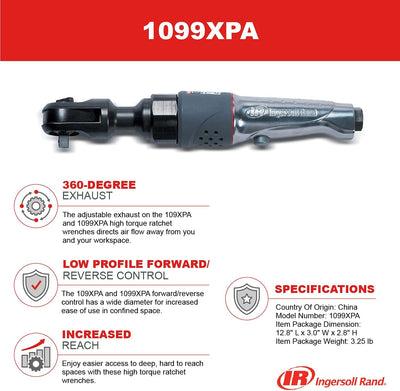 Ingersoll Rand Druckluft Ratschenschrauber 1099XPA, 1/2 Zoll Ratsche, Druckluftwerkzeug 1/2", Air, P