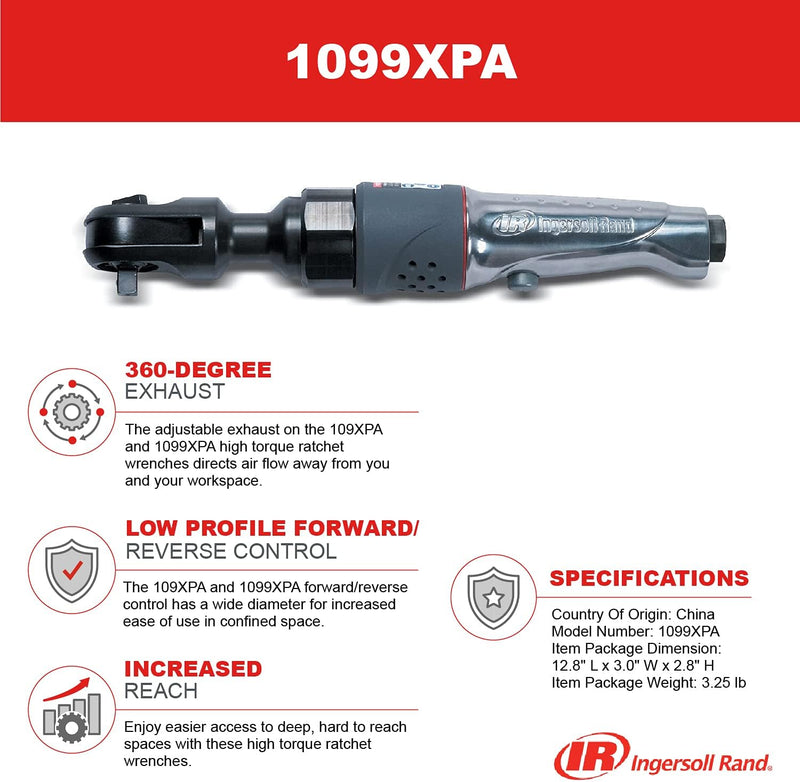 Ingersoll Rand Druckluft Ratschenschrauber 1099XPA, 1/2 Zoll Ratsche, Druckluftwerkzeug 1/2", Air, P