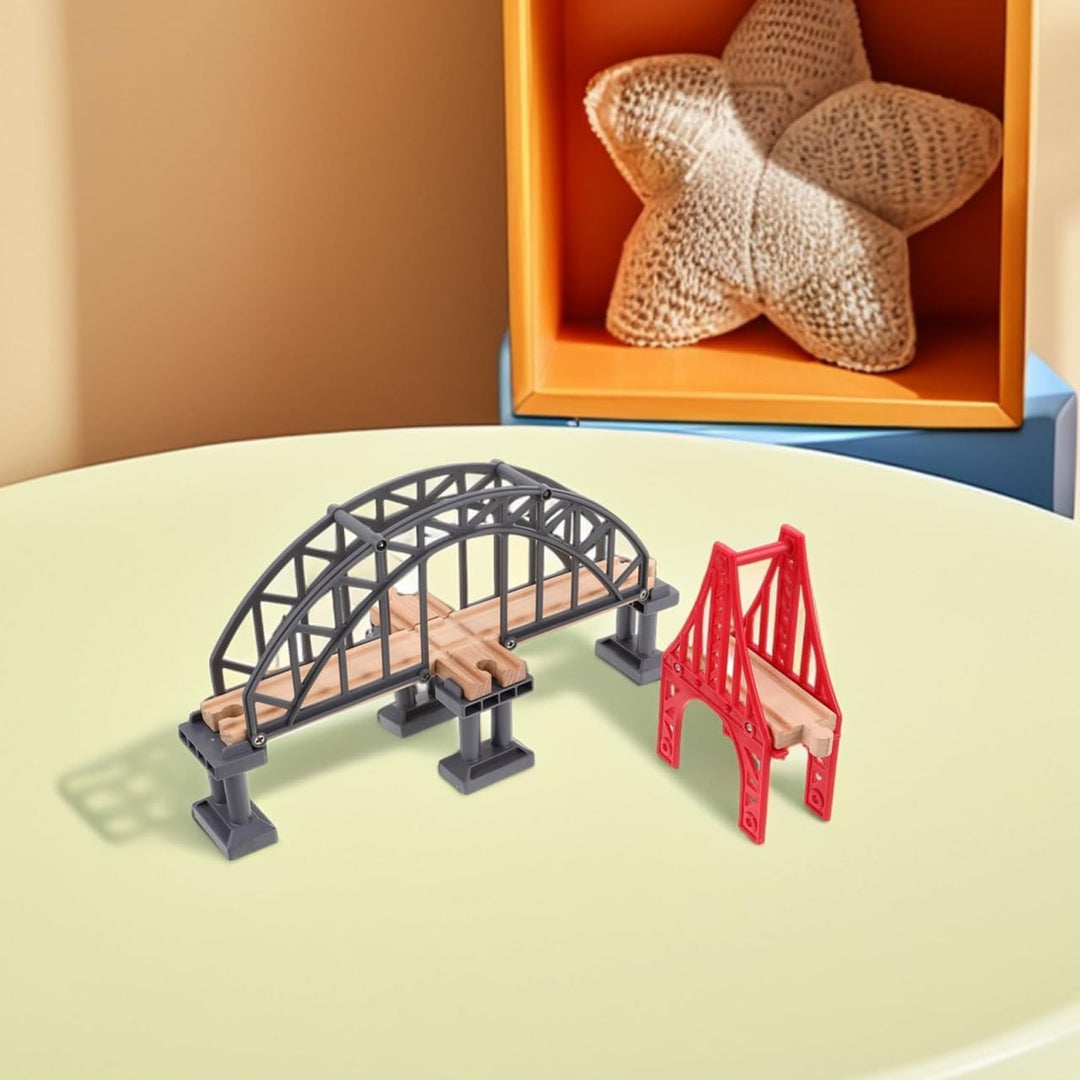 UPKOCH 2stücke Holz Eisenbahnbrücke Spielzeug Zug Brücke Für Holzgleise Modellbahn Zubehör Bausatz E