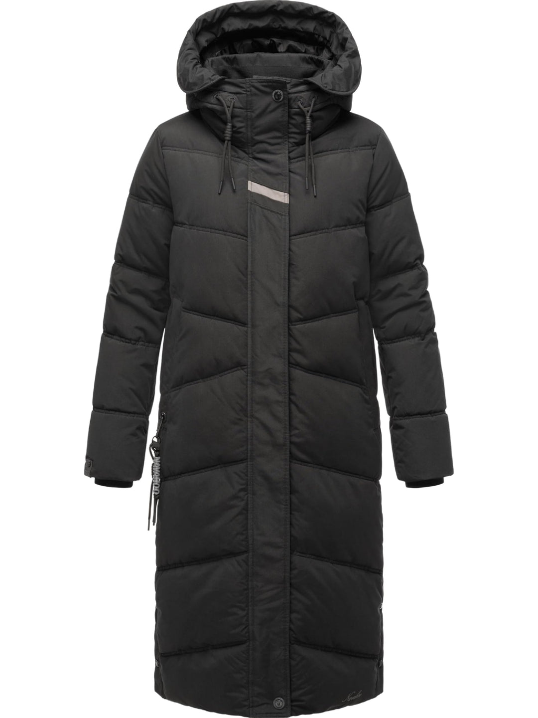 Navahoo Damen Wintermantel Warmer Steppmantel lang mit Kapuze Kuschelmausi S-XXL M Schwarz, M Schwar