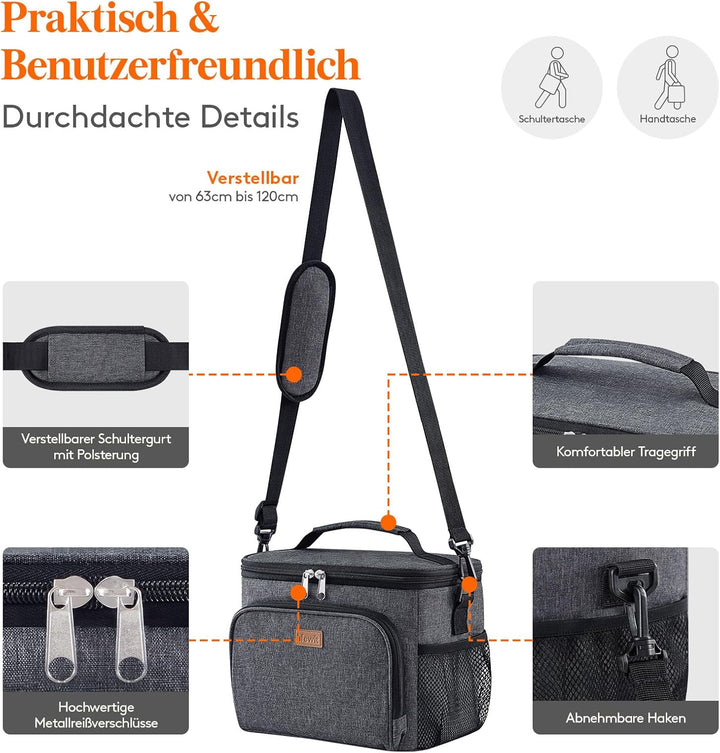 Lifewit Isolierte Kühltasche, Wiederverwendbare Lunchtasche, Tragbare Kühlbox auslaufsicher, Trageta