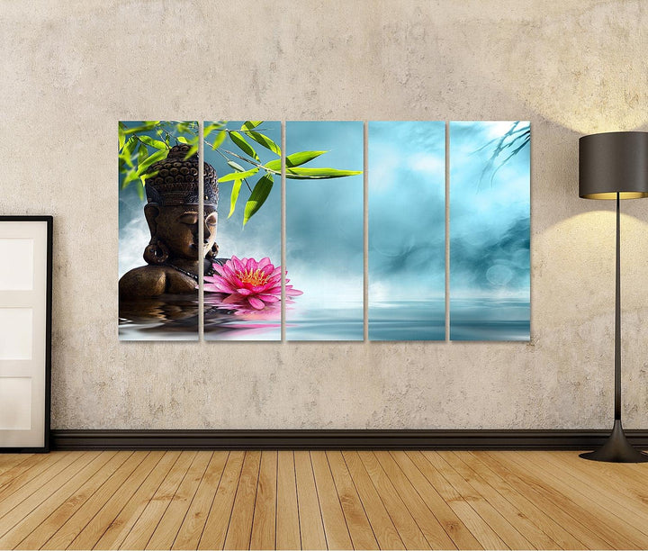 islandburner Bild auf Leinwand Buddha Meditation Asiatisch Bambus Spa Bilder Wandbilder Poster Leinw
