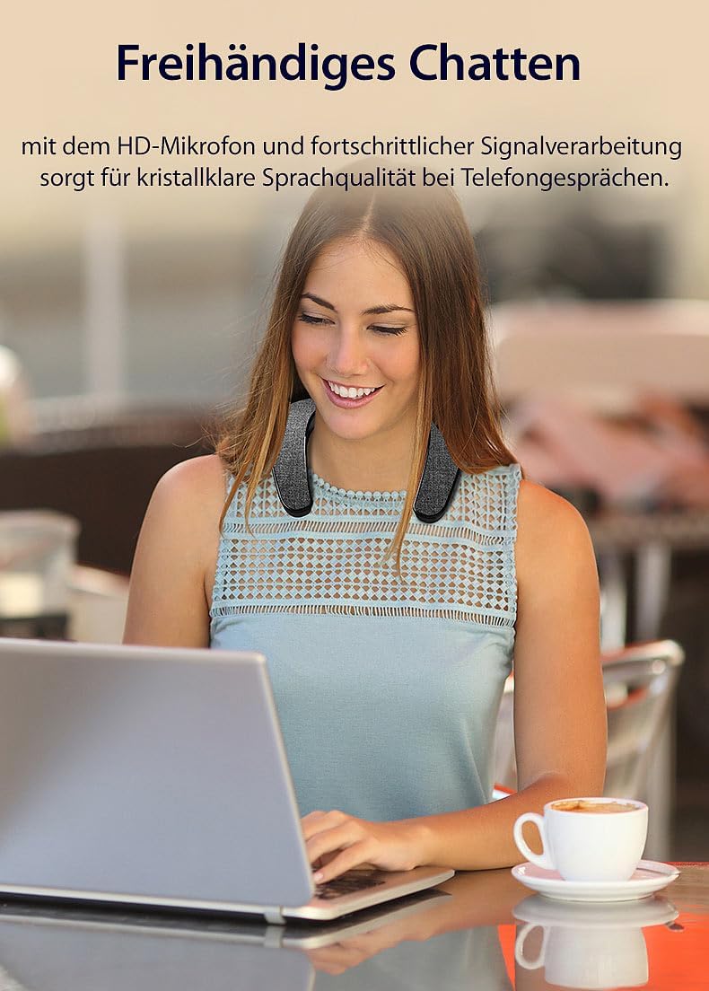 auvisio Headset: 2in1-Akku-TV-Nackenlautsprecher mit Bluetooth, Freisprechen, MP3 (Nacken Kopfhörer,