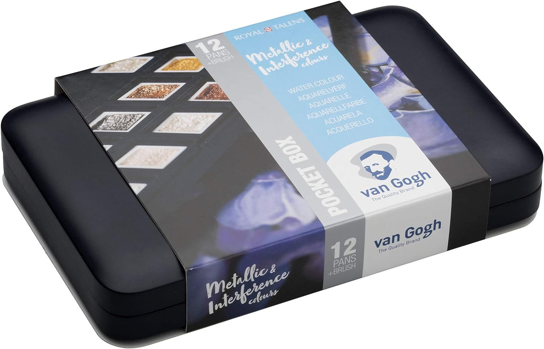 Royal Talens Talens Van Gogh Aquarell Pocket Box Metallic Edition mit 12 halben Schalen