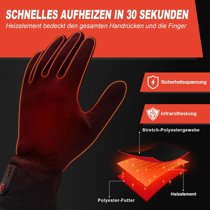 Dr.warm Beheizbare Handschuhe für Herren Damen, Beheizte Winterhandschuhe Dünn Handschuhe mit Heizun