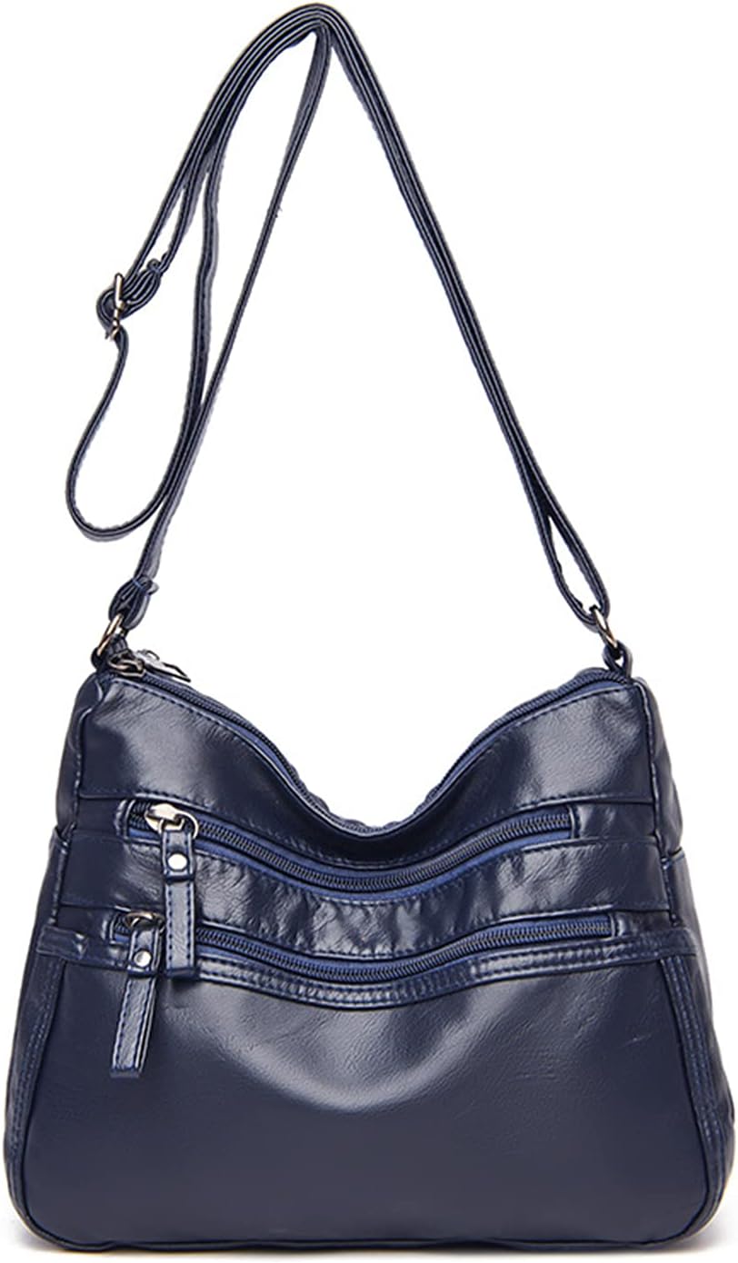 PORRASSO Damen Umhängetasche Multi-Tasche Schultertasche Leder Wasserdicht Handtasche Schulterbeutel