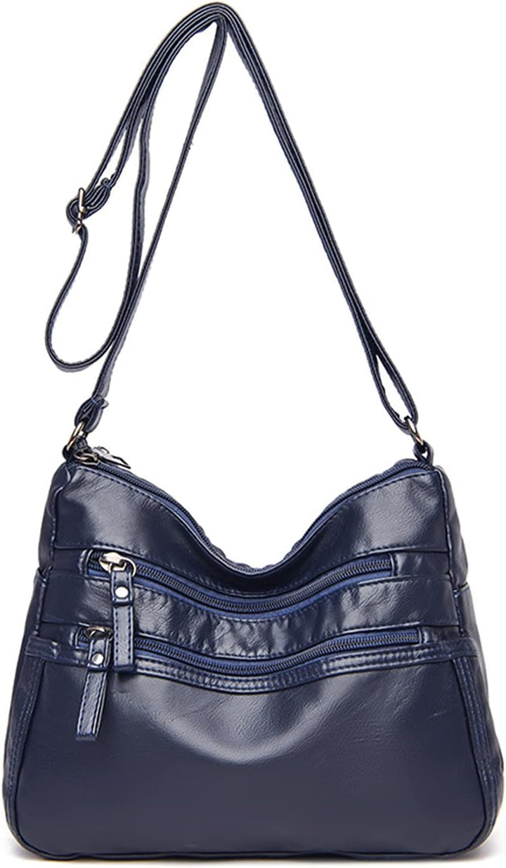 PORRASSO Damen Umhängetasche Multi-Tasche Schultertasche Leder Wasserdicht Handtasche Schulterbeutel