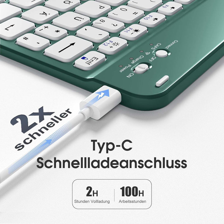 Vobafe Hülle mit Tastatur für iPad A16 11/10 Generation (2025/2022, 10,9/11 Zoll), Magnetisch Abnehm