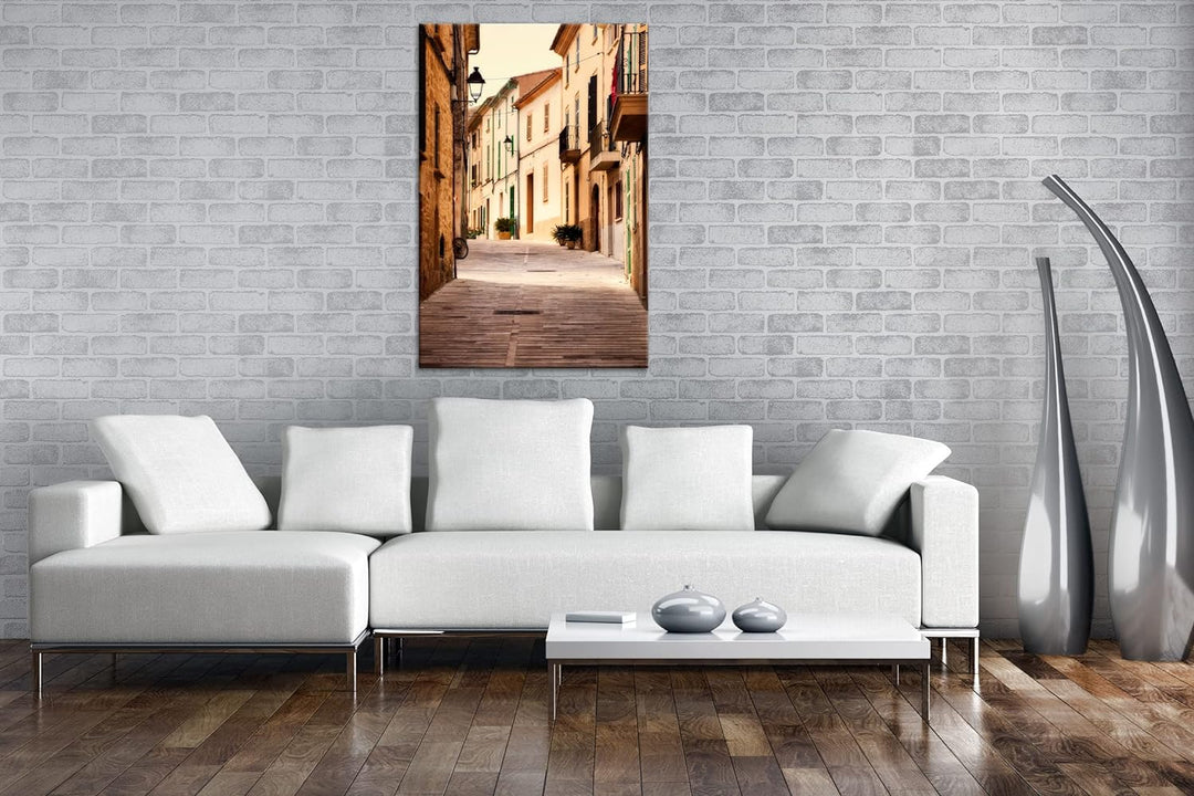 Fussweg in der Altstadt Format: 100x70 cm als Leinwandbild, Motiv fertig gerahmt auf Echtholzrahmen,