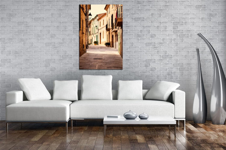 Fussweg in der Altstadt Format: 100x70 cm als Leinwandbild, Motiv fertig gerahmt auf Echtholzrahmen,