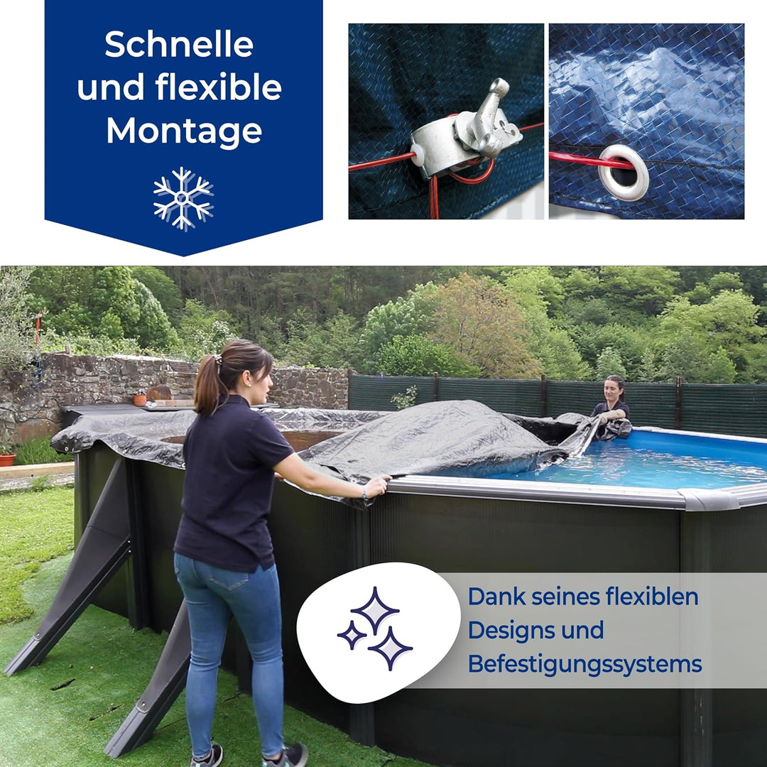 Gre CIPROV1001 - Winterabdeckung für Oval Pool 1000 x 550 cm, Farbe schwarz, 1000 x 550 cm