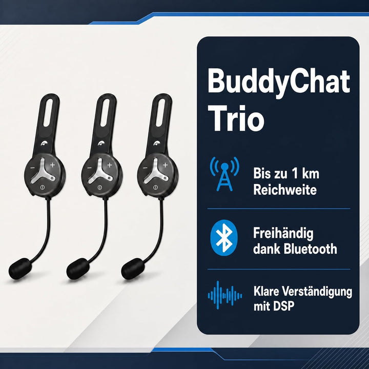 @tec BuddyChat Trio - 3X Bluetooth® Headset-Module für bis zu 3 Personen Gegensprechanlage (Intercom