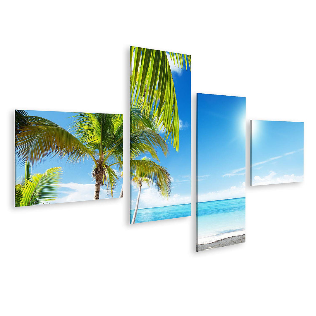 islandburner Bild auf Leinwand Karibisches Meer Und Kokosnusspalmen Bilder Wandbilder Poster Leinwan