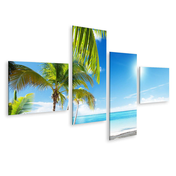 islandburner Bild auf Leinwand Karibisches Meer Und Kokosnusspalmen Bilder Wandbilder Poster Leinwan