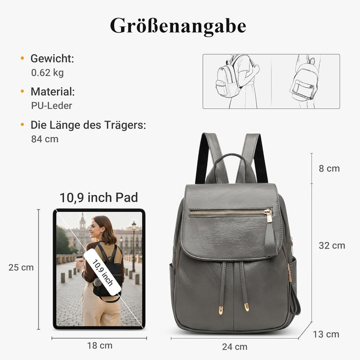 DEEVORCA Damen Mode Einfach Rucksack Lässig Arbeiten Dayback Schultertaschen Reisen Einkaufen PU Led