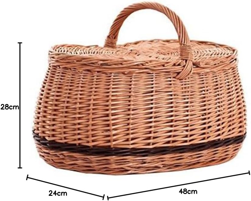Picknickkorb aus Weide Weidenkorb mit dem Deckel grosser Aufbewahrungskorb für Obst und Gemüse Provi