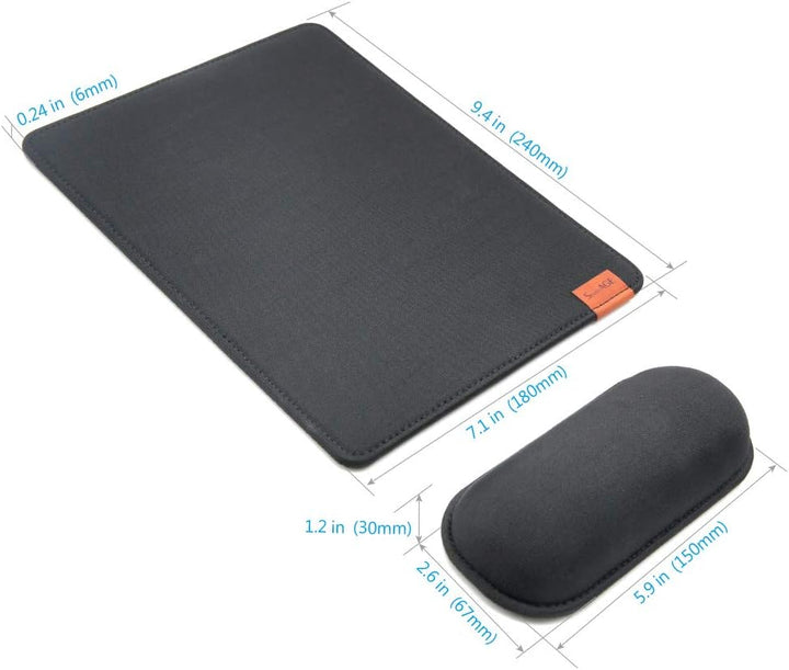 SenseAGE Mauspad mit Handauflage | 24x18 cm ergonomisches Mousepad Handgelenkauflage Set | Mausunter