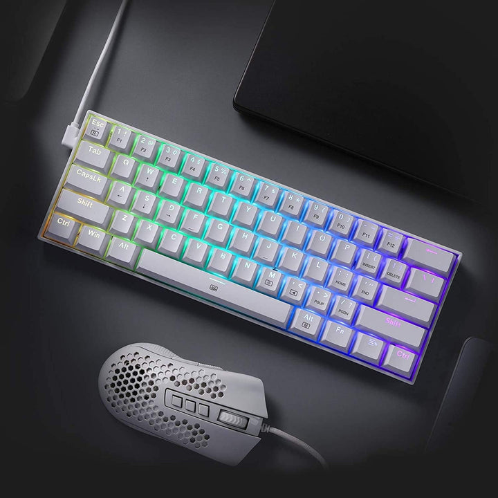 Redragon K630 Dragonborn 60% kabelgebundene RGB-Gaming-Tastatur, 61 Tasten kompakte mechanische Tast