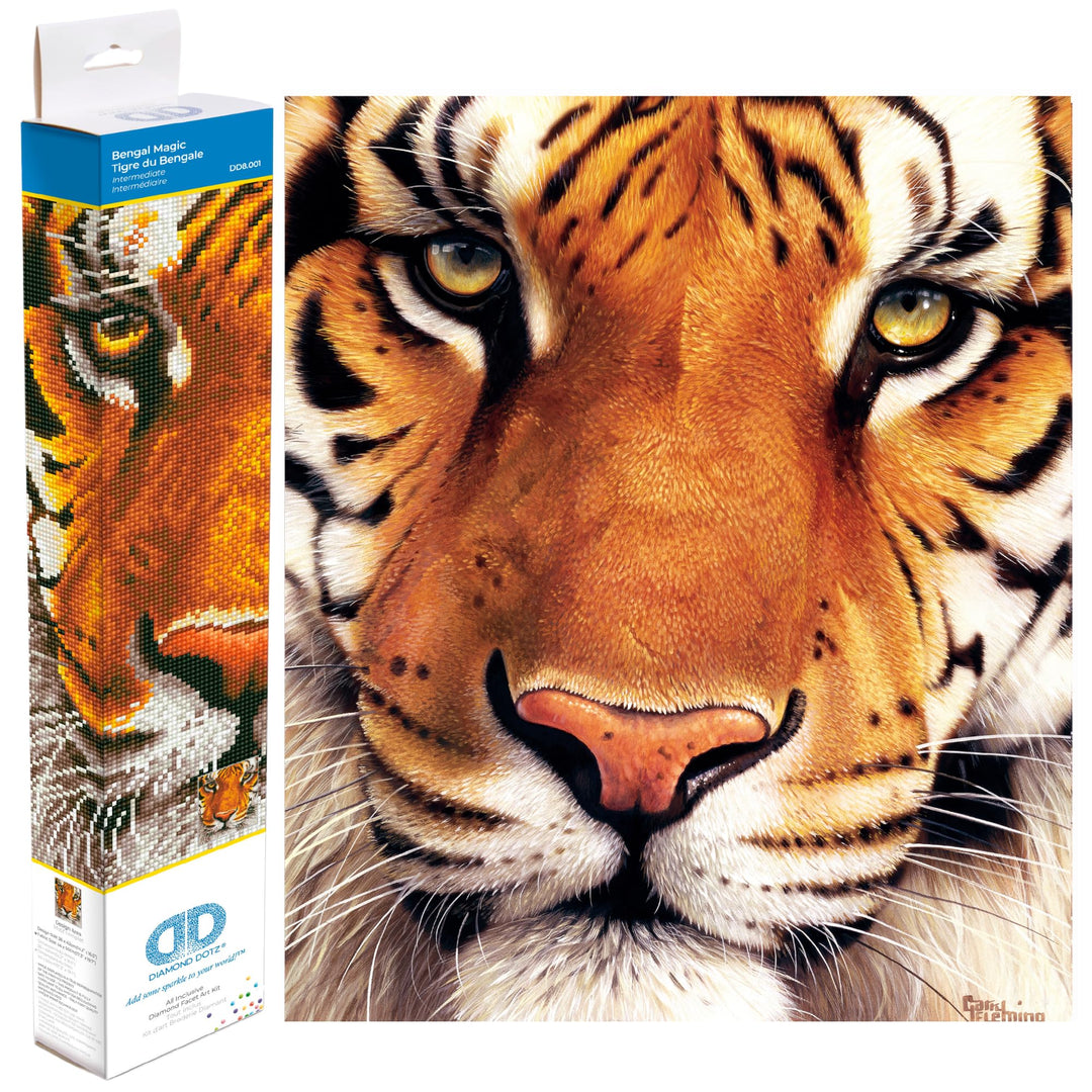 DIAMOND DOTZ DD8.001 - Original 5D Diamond Painting Set Bengal Tiger Magie, Kreativset mit 18.250 Di