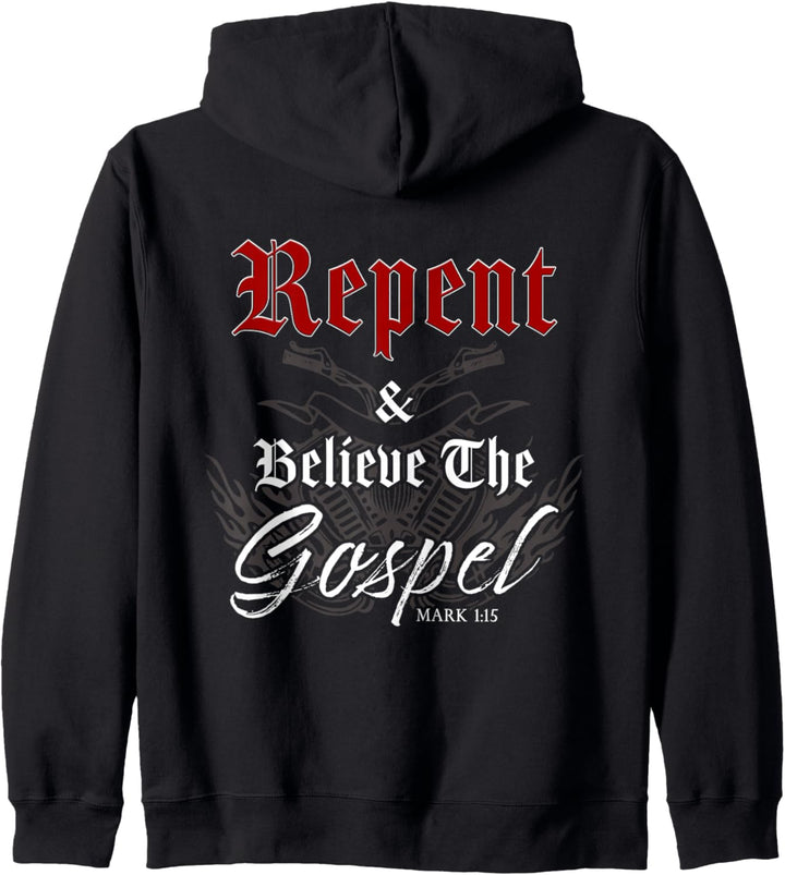 Repent & Believe the Gospel Motorcycle Christian Faith Biker Kapuzenjacke