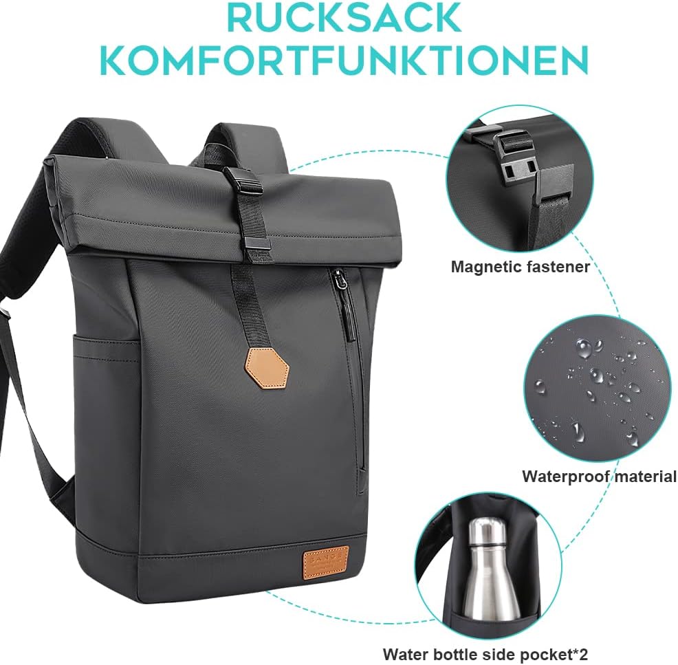 BANGE Rolltop-Rucksack Grosse Kapazität Casual Rucksack Laptop Rucksack Quadratische Reiten Wasserdi