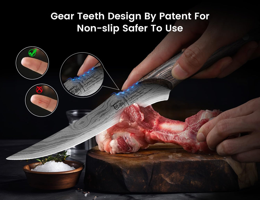SYOKAMI Boning Knife for Meat Cutting, 6.7 Inch Japanese Style Fillet Knife with Wood Handle, High C