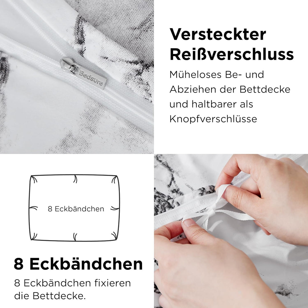 BEDSURE Bettwäsche 135x200 4teilig Bettbezug - Bettwäsche-Sets 135 x 200 cm 2er Set mit 2 Kissenbezü