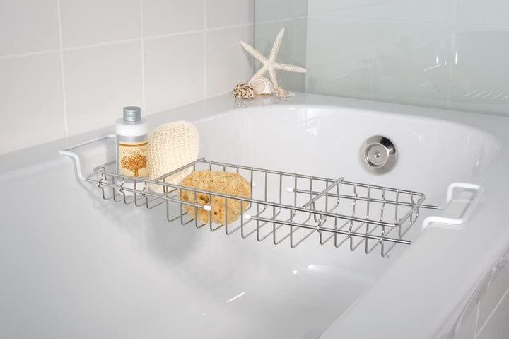 WENKO Teleskop-Badewannenbrücke Edelstahl - ausziehbar, Edelstahl rostfrei, 58.5 x 8 x 13 cm, Glänze