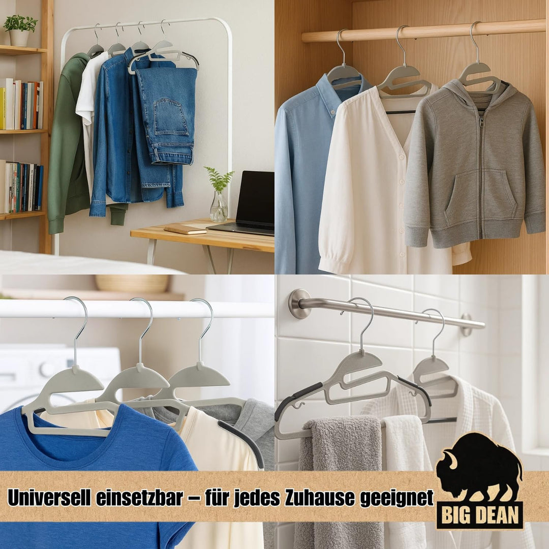 BigDean 20 Stück Kleiderbügel platzsparend antirutsch grau Kleiderbügel Kunststoff - robuste Bügel H