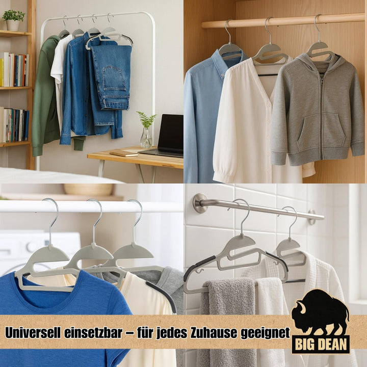 BigDean 20 Stück Kleiderbügel platzsparend antirutsch grau Kleiderbügel Kunststoff - robuste Bügel H