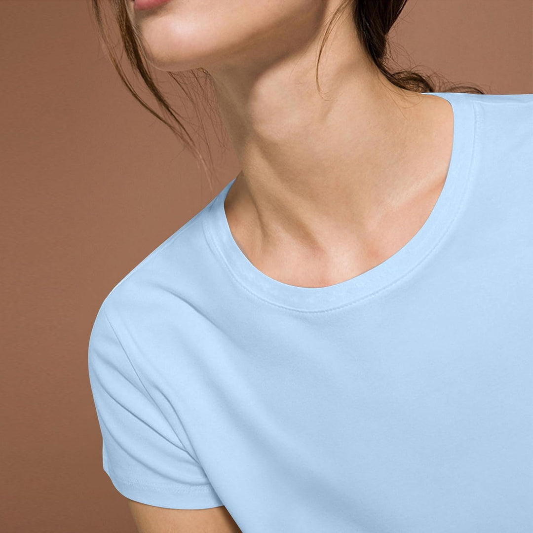 LiKing Damen T-Shirt Baumwolle Kurzarm Basic Sommer Rundhals T-Shirts Oberteile Top Bluse 1/3er Pack