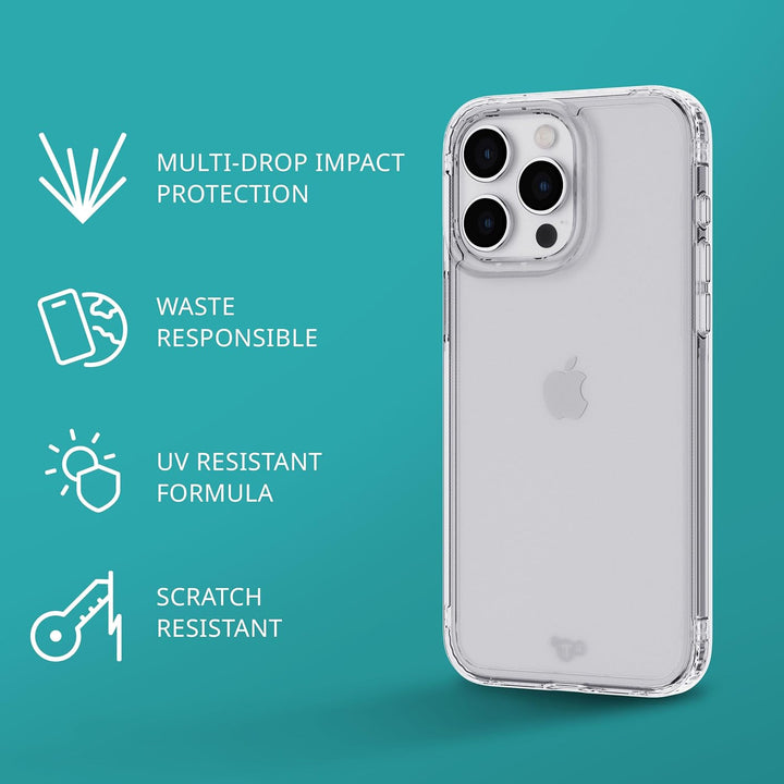 tech21 Evo Clear Hülle für iPhone 15 Pro Max – Aufprallschutz – transparent farblos, farblos