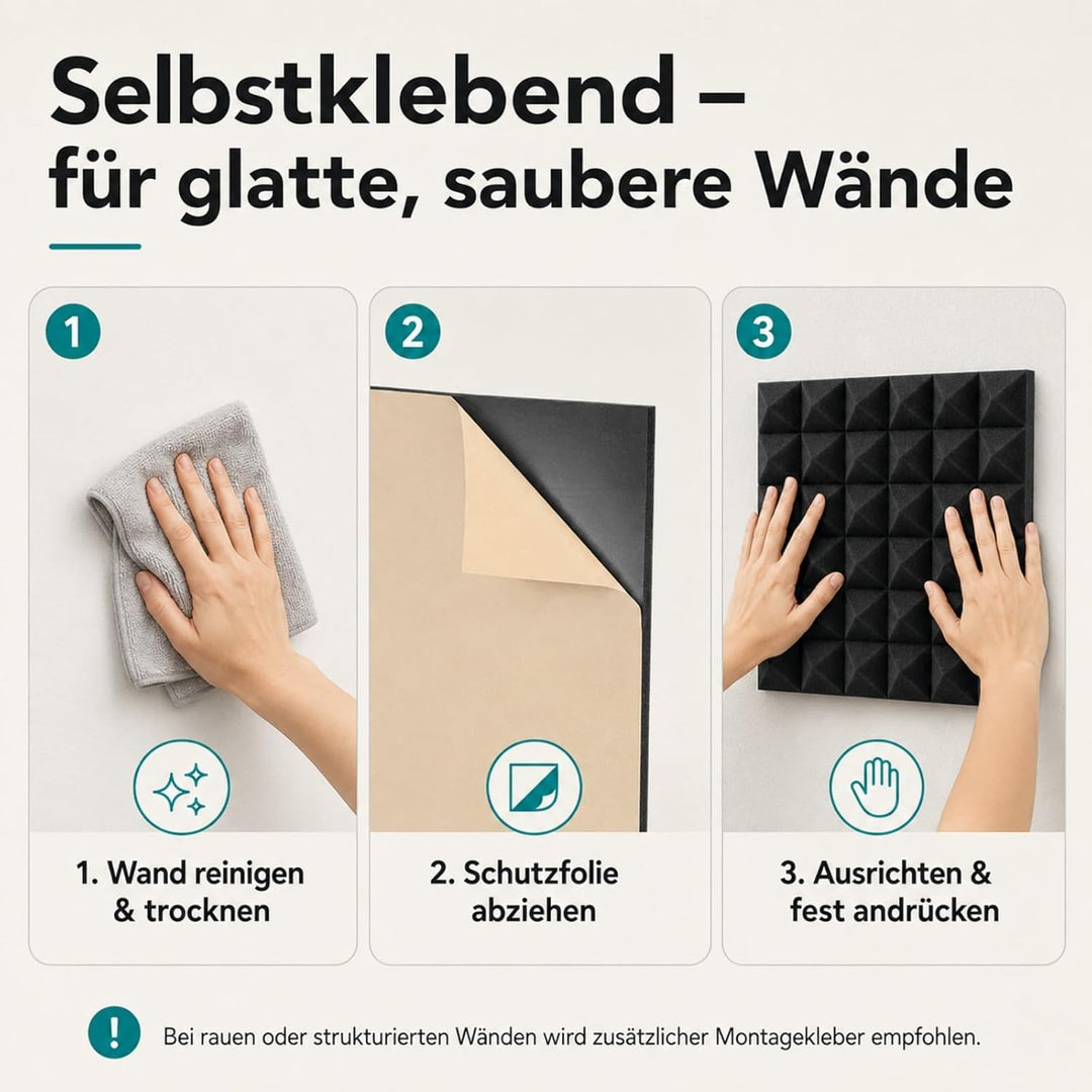 Fiqops 24 Stück Akustikschaumstoff Selbstklebend Akustikpaneele 5x30x30 cm Schalldämmung wand Echo-F