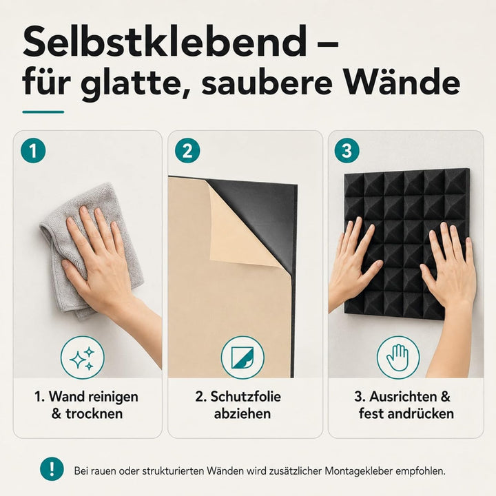 Fiqops 24 Stück Akustikschaumstoff Selbstklebend Akustikpaneele 5x30x30 cm Schalldämmung wand Echo-F