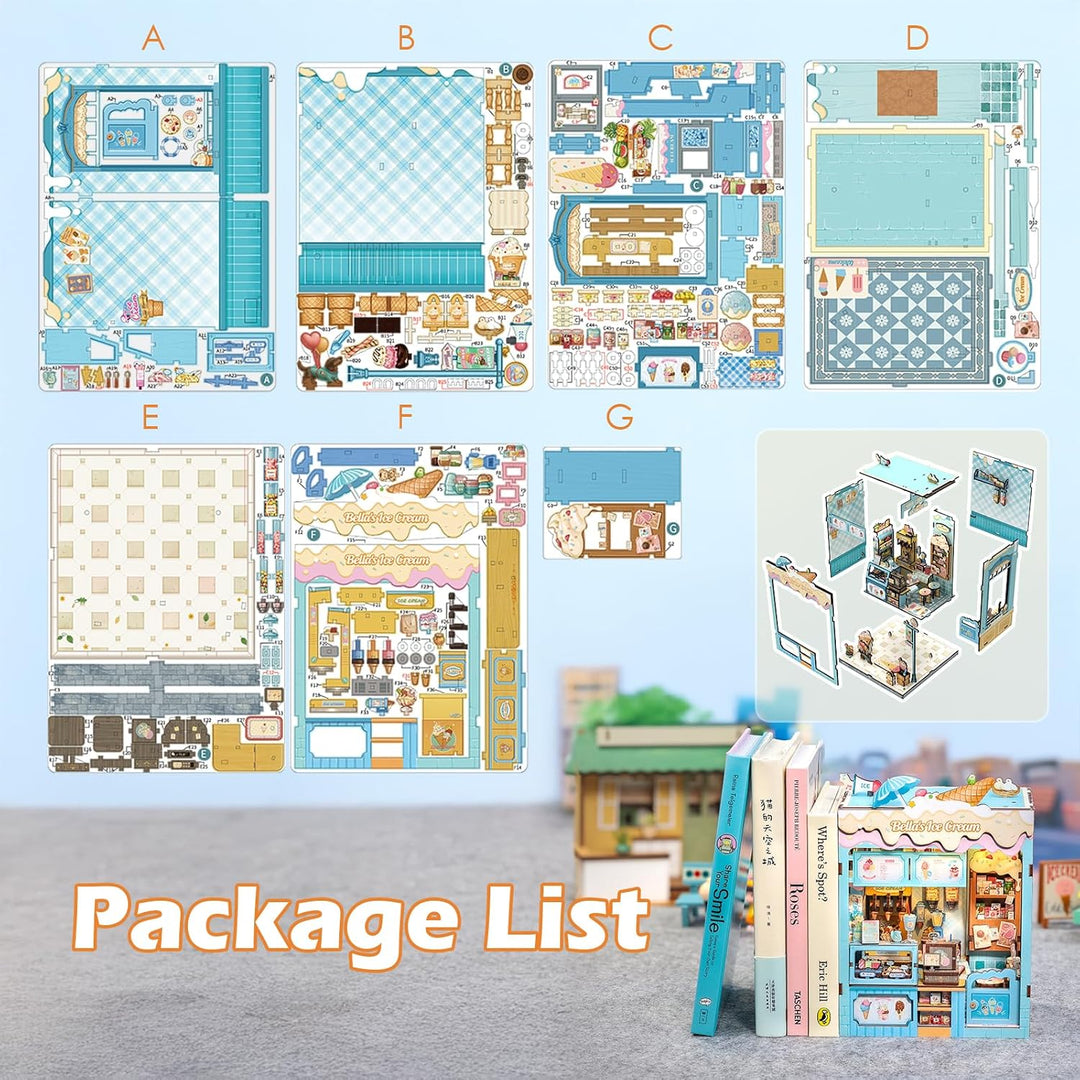 Fsolis Book Nook Kit - Kreatives 3D-Puzzle mit LED-Beleuchtung für einzigartige Miniatur-Welten Jung