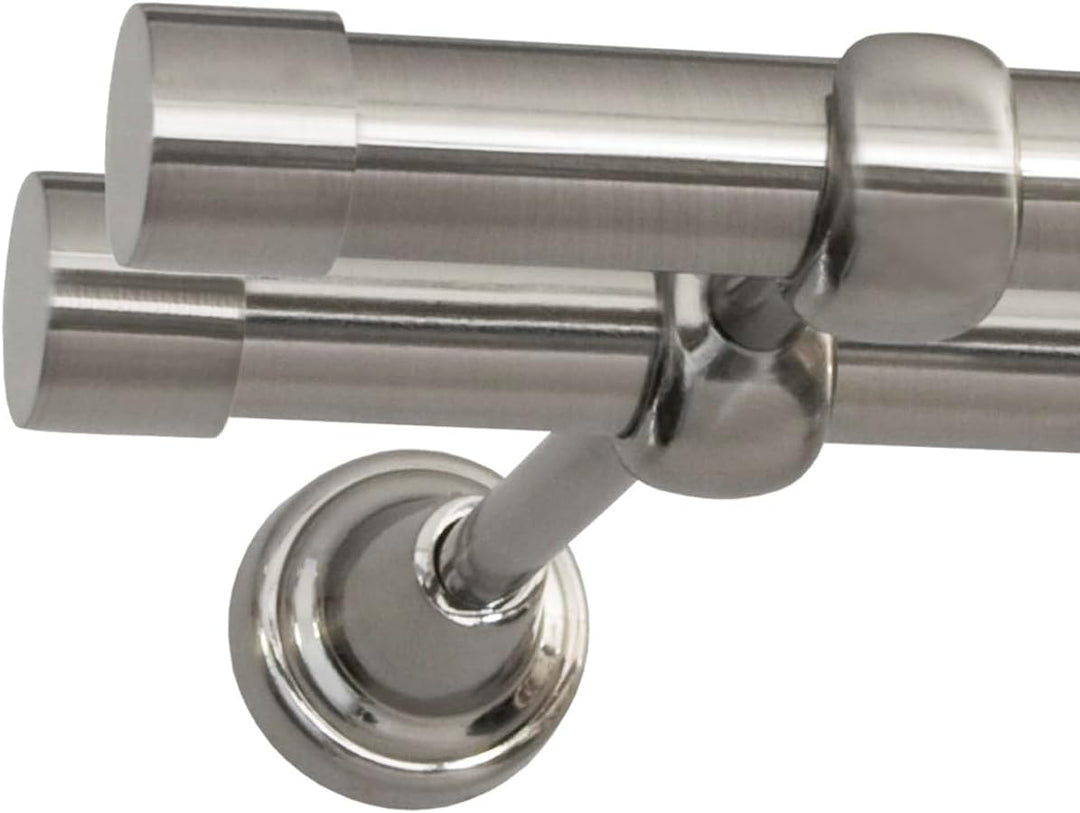 Rollmaxxx Gardinenstange Vorhangstange 19mm 2-läufig Edelstahl Design Metall (Rullo, 240 cm)