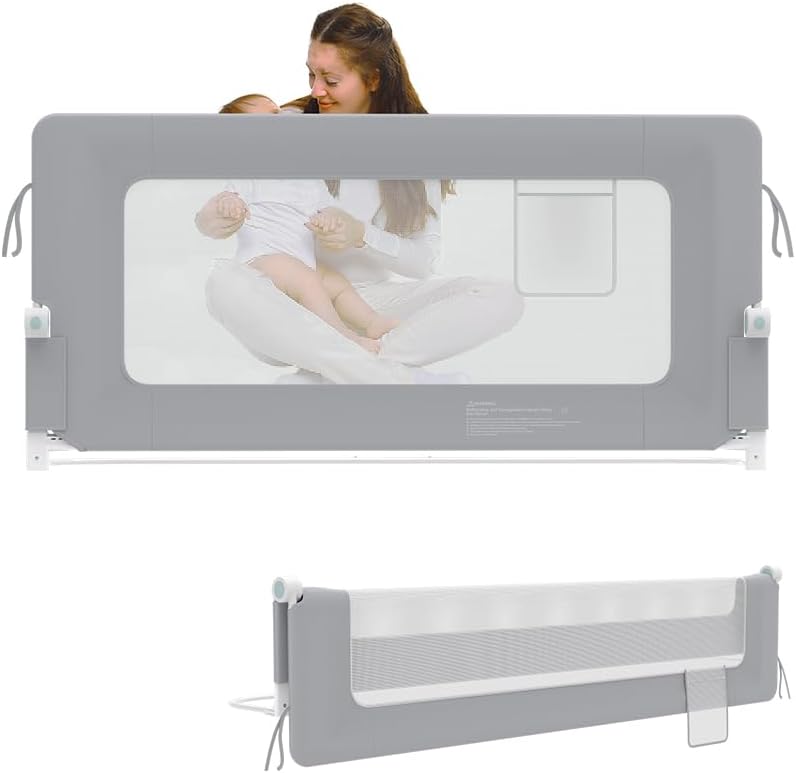 AufuN Bettgitter Bettschuztgitter Portable 150cm, Faltbar Kinderbettgitter für Kinder Babybettgitter