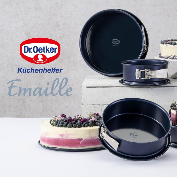 Dr. Oetker Springform Ø 24 cm Back-Liebe Emaille – Runde Backform mit Schnitt- & kratzfestem Emaille