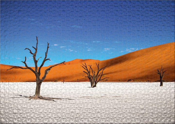 Ulmer Puzzleschmiede - Puzzle „Wüstenbäume“ - Eindrucksvolles 1000 Teile Puzzlemotiv aus Namibia – E