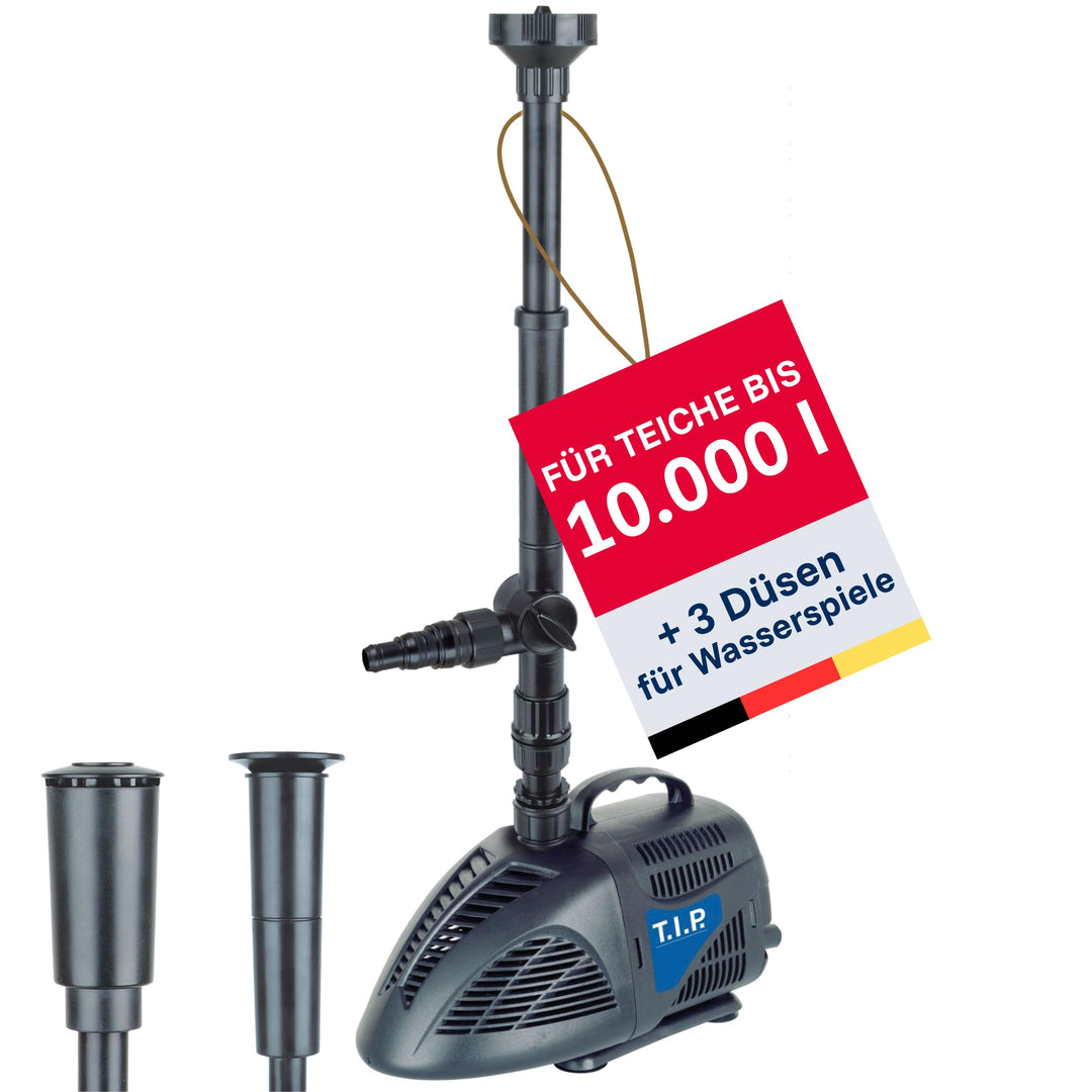 T.I.P. Teichpumpe - Wasserspielpumpe (10.000l Teichvolumen, 4.000l/h Fördermenge, 3,0m Förderhöhe, A