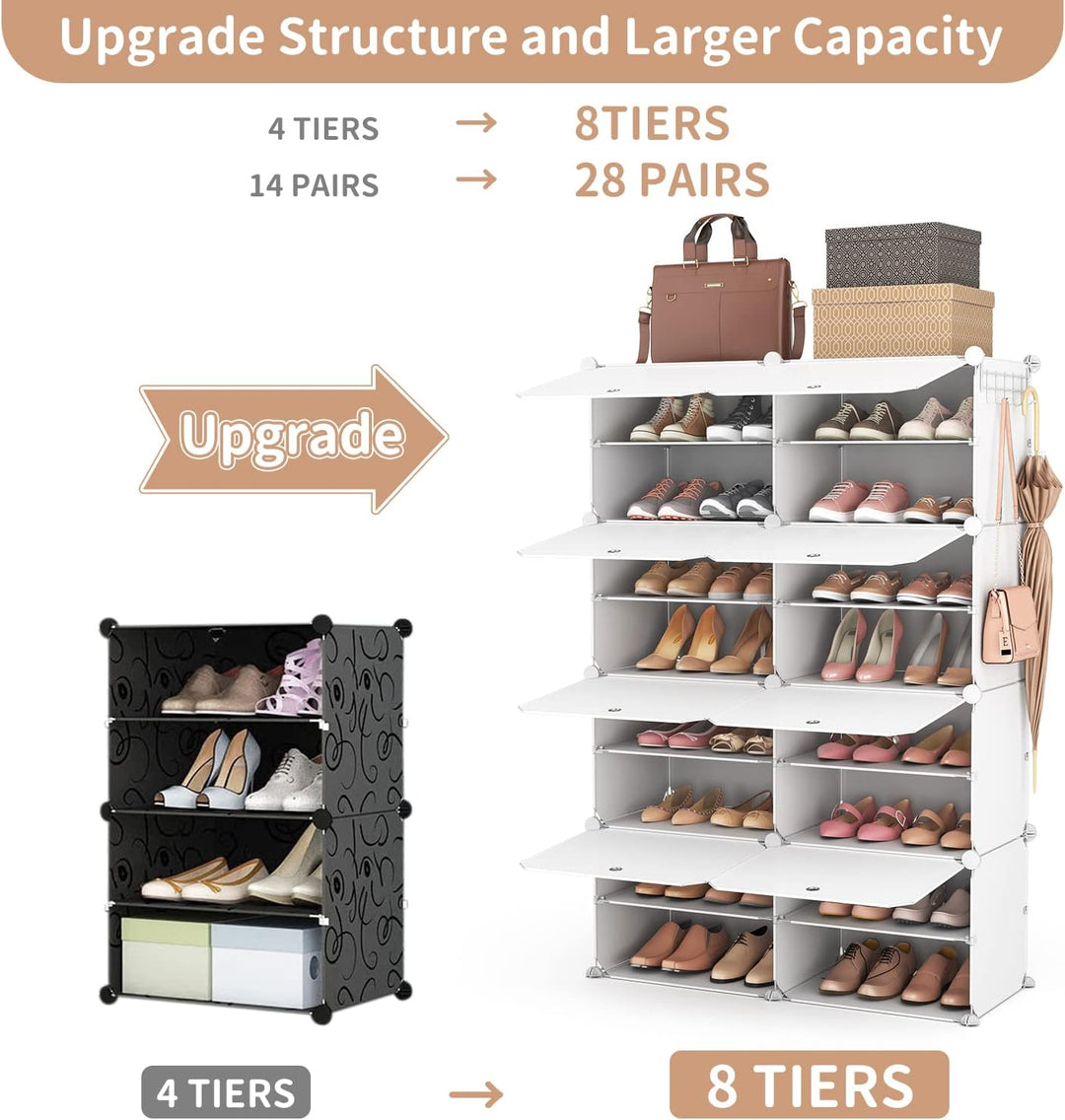 Schuhregal Organizer, 8 Etagen Schuhschrank 32 Paar Tragbares Schuhablage, Platzsparendes Schuhregal