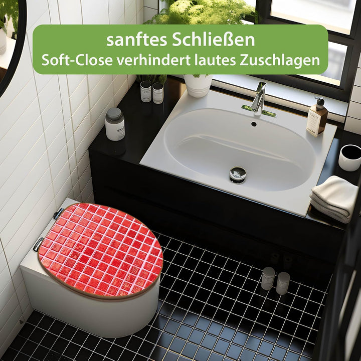 banjado Design WC Sitz Bambus Absenkautomatik 45,8x37,5cm - Toilettendeckel mit Absenkautomatik Holz