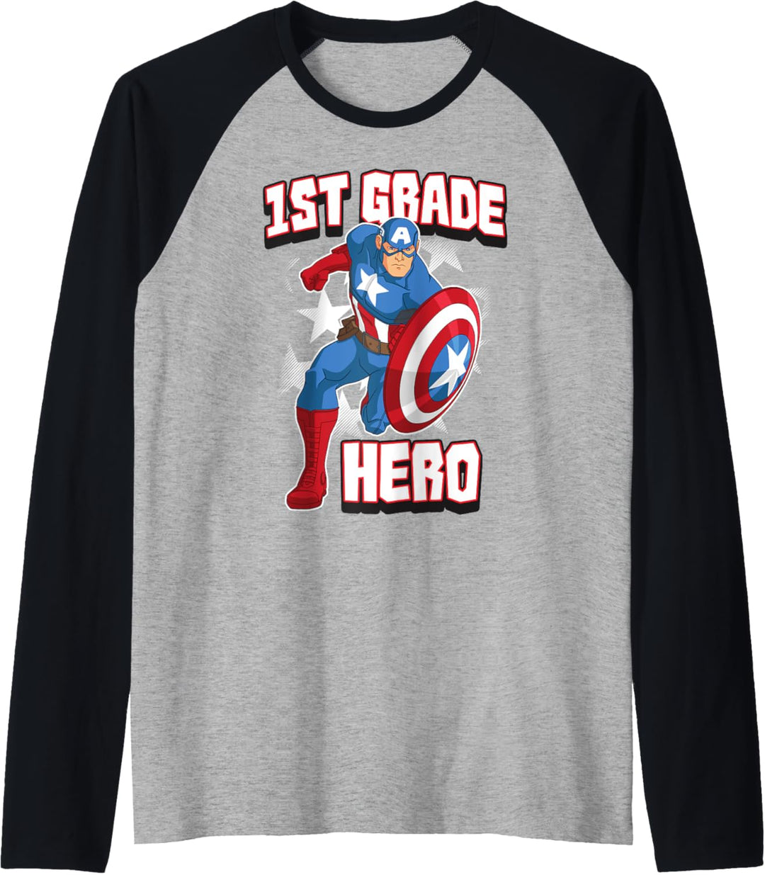 Marvel Captain America 1st Grade Hero School Text Raglan