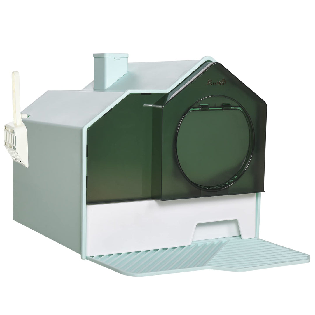 PawHut Katzentoilette Katzenklo mit Bodenwanne, Schaufel, Filter, Toilette mit Haube für Katzen bis