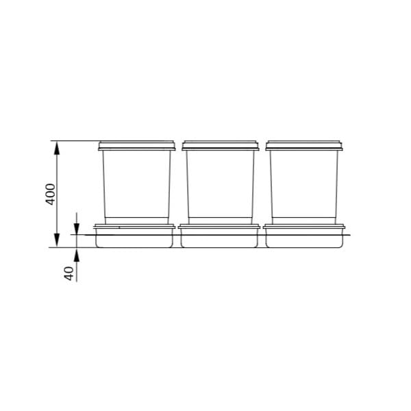 REJS Mülltrennsystem Küche für 90 cm Schrank 3-fach 80,3x49x40 cm (3x 20L) mit Deckel Einbau Abfalls