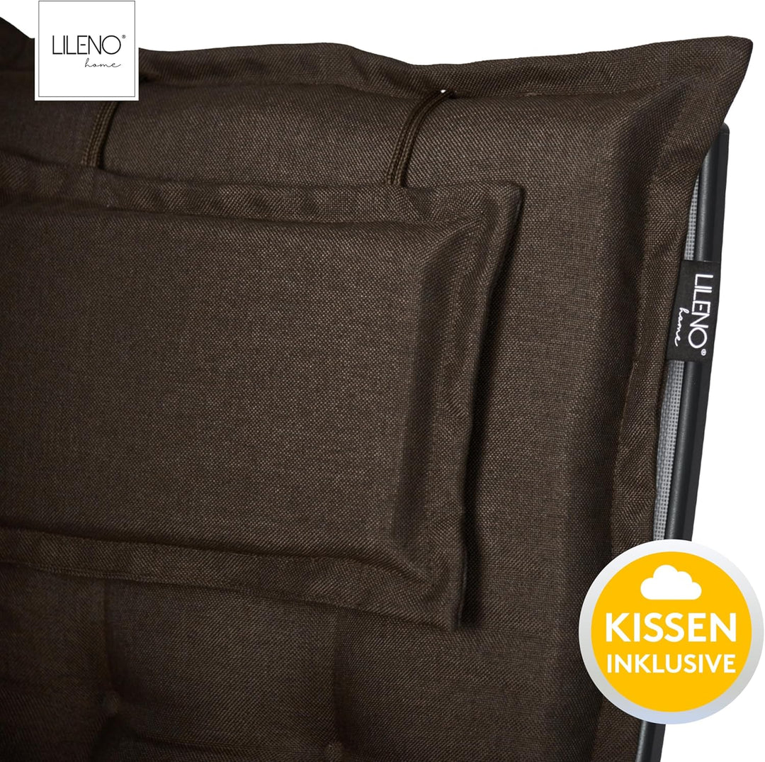 LILENO HOME Gartenstuhl Auflagen als [1er Set - Hochlehner] in Chocolate - Bequeme Liegen als Sitzau