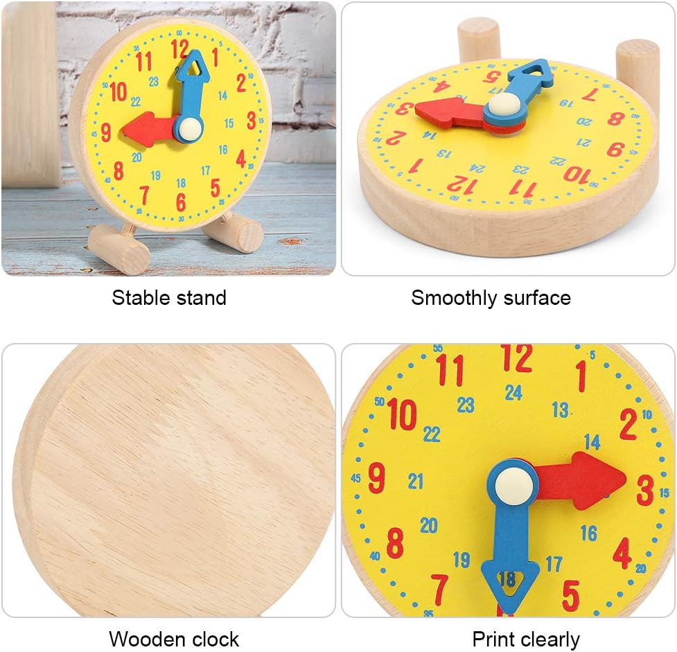 Holzuhr Spielzeug, Kinder Zahlen Uhr Modell Spielzeug Kleinkind Lernzeit Spielzeug für Kinder über 3