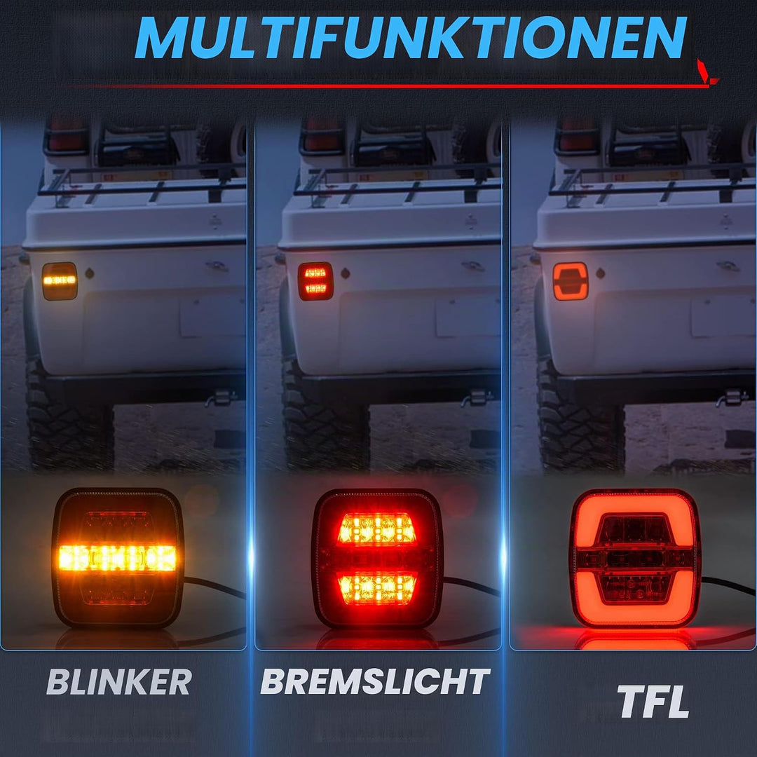 MICTUNING Anhänger Rücklicht-Set Anhängerbeleuchtung 7,5M Kabel mit 2 Steckers Anhänger-Rückleuchte
